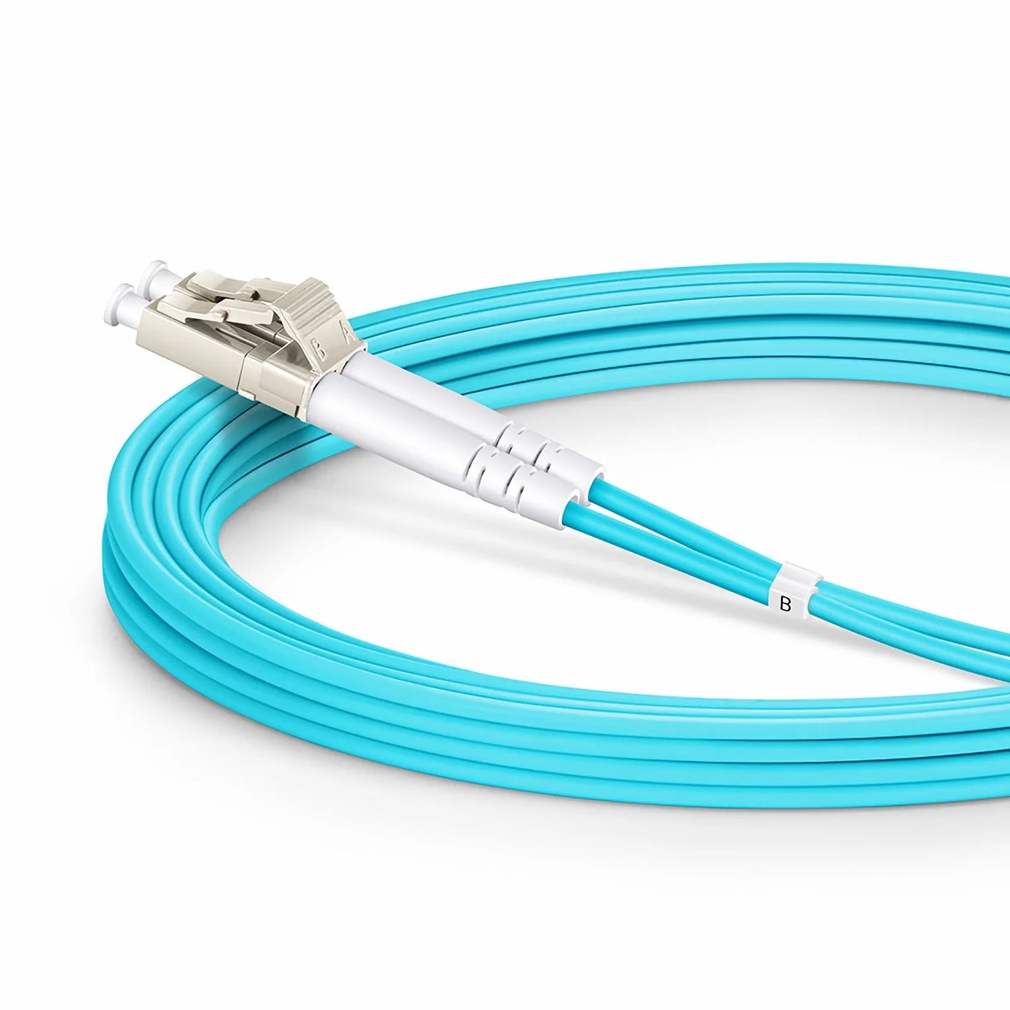 3m (10ft) Armored Fiber Patch Cable, 2 Fibers, LC UPC Duplex to LC UPC Duplex, Multimode (OM3), Riser (OFCR), 3.0mm, Aqua