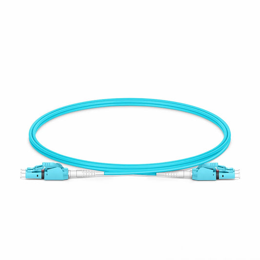 1m (3ft) Fiber Patch Cable, 2 Fibers, LC UPC Duplex to LC UPC Duplex Switchable Clip Uniboot, Multimode (OM3), Riser (OFNR), 2.0mm, Aqua