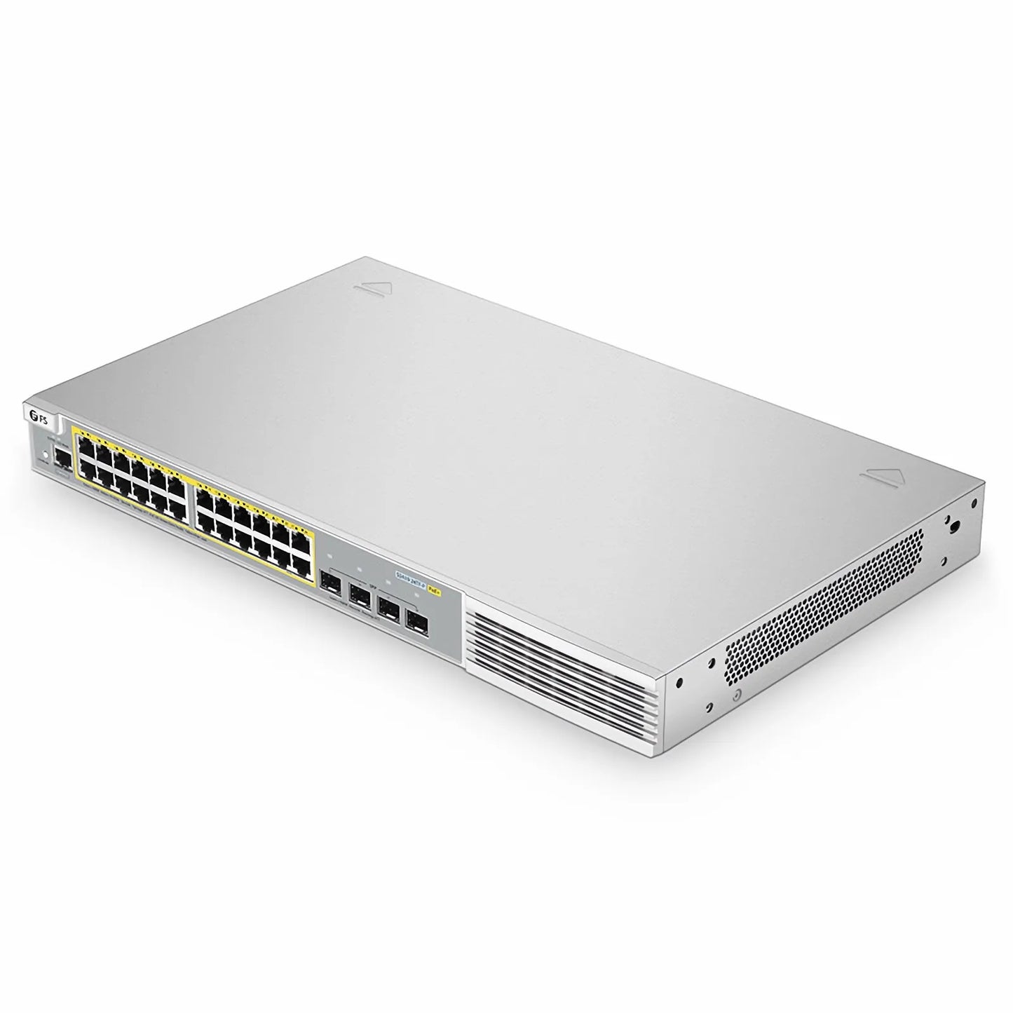 S3410-24TF-P, 24-Port Ethernet L2+ PoE+ Switch, 24 x PoE+ Ports @370W, with 4 x 1Gb SFP Uplinks, Stackable Switch, Broadcom Chip