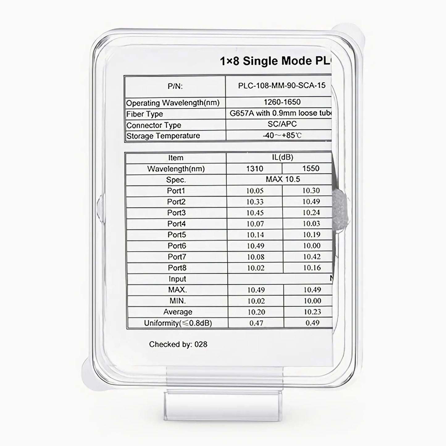 1 x 8 PLC Fiber Splitter, Mini Module, 900μm, SC/APC, Singlemode