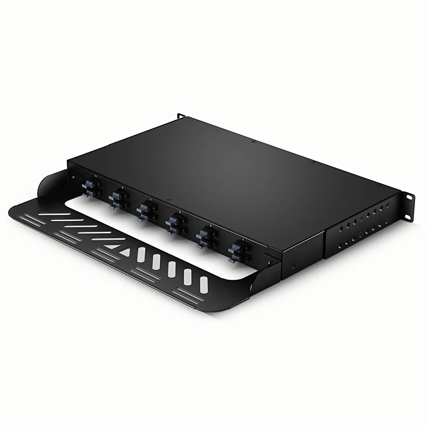 FHU™ 1U MTP®-LC Cassette, OS2 Single Mode, Universal, 96 Fibers, 12 x MTP®-8 (Male) to 24 x LC Quad (Blue), 0.35dB Max.