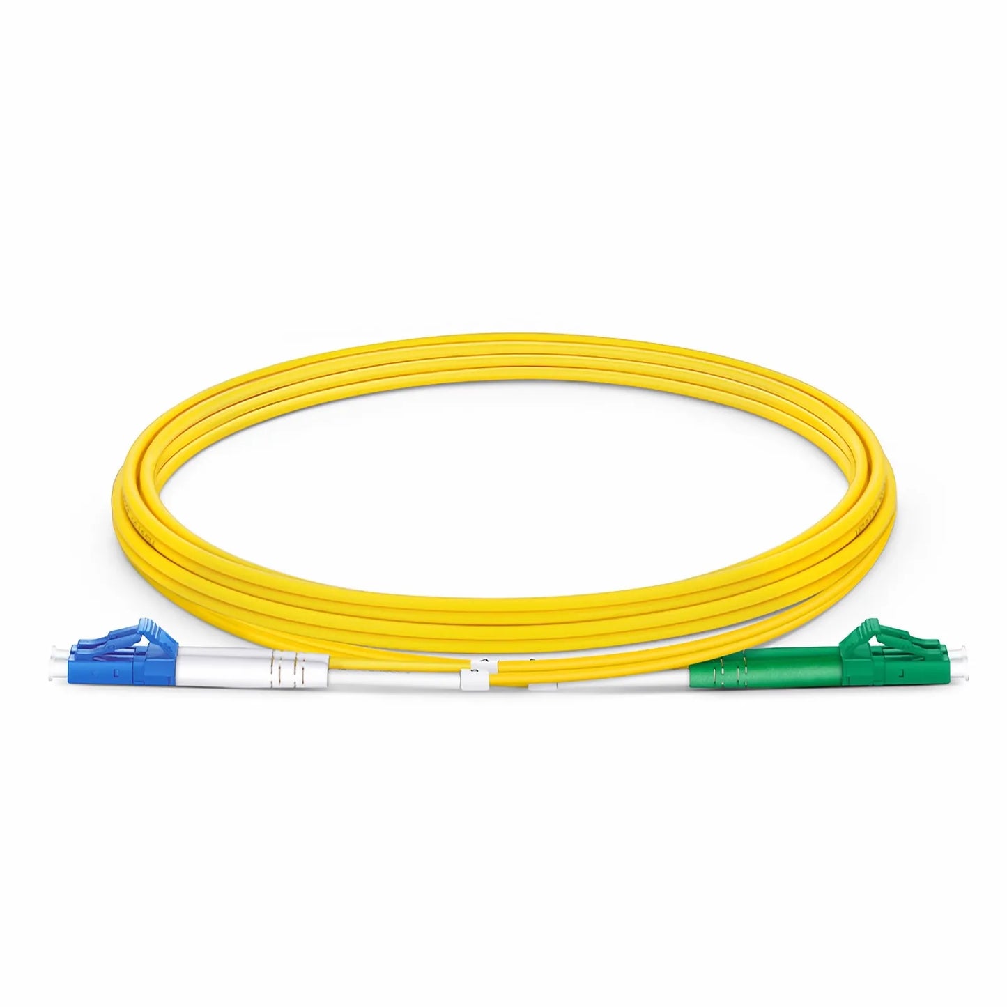 1m (3ft) Fiber Patch Cable, 2 Fibers, LC UPC Duplex to LC APC Duplex, Single Mode (OS2), Riser (OFNR), 2.0mm, Tight-Buffered, Yellow
