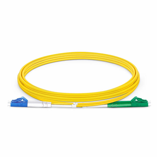 1m (3ft) Fiber Patch Cable, 2 Fibers, LC UPC Duplex to LC APC Duplex, Single Mode (OS2), Riser (OFNR), 2.0mm, Tight-Buffered, Yellow