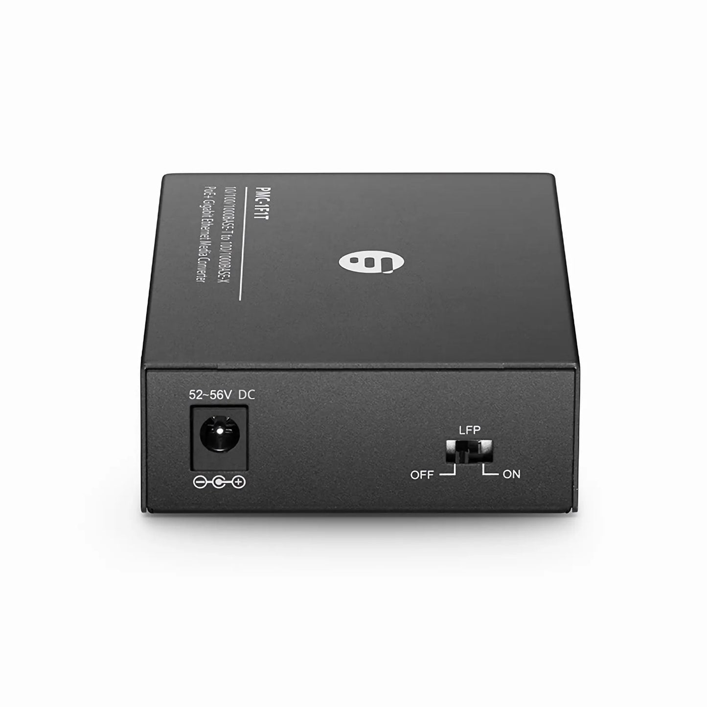 Unmanaged 1x 10/100/1000Base-T RJ45 to 1x 100/1000Base-X SFP Gigabit Ethernet PoE+ Media Converter, American Plug Standard