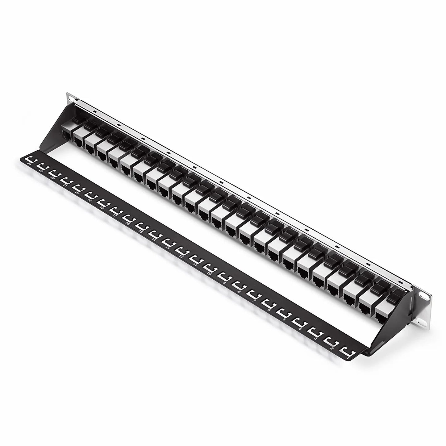 Cat5e Coupler Patch Panel, 24-Port, 1RU, Cable Management Bar Included