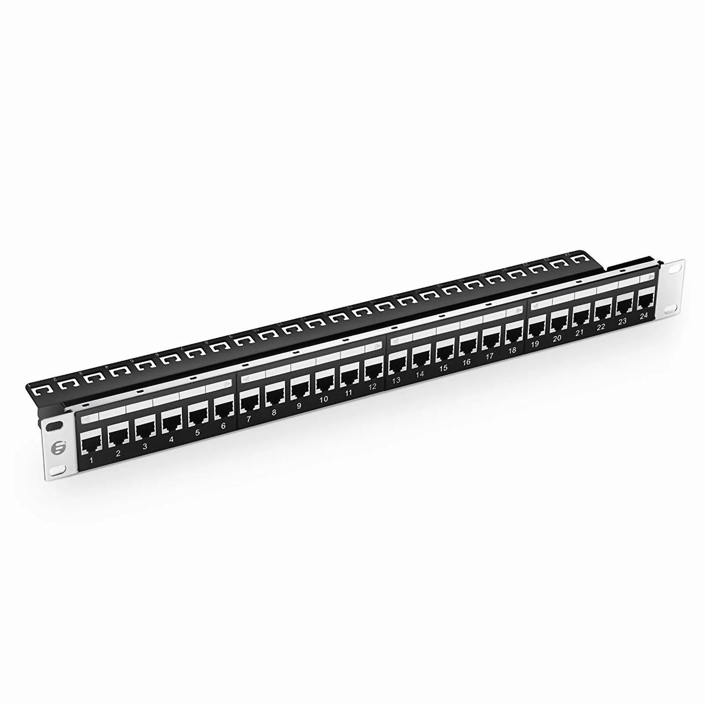 Cat5e Coupler Patch Panel, 24-Port, 1RU, Cable Management Bar Included