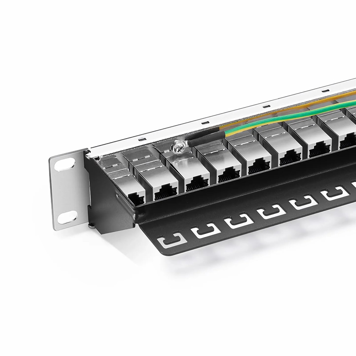 Cat5e Coupler Patch Panel, 24-Port, 1RU, Cable Management Bar Included