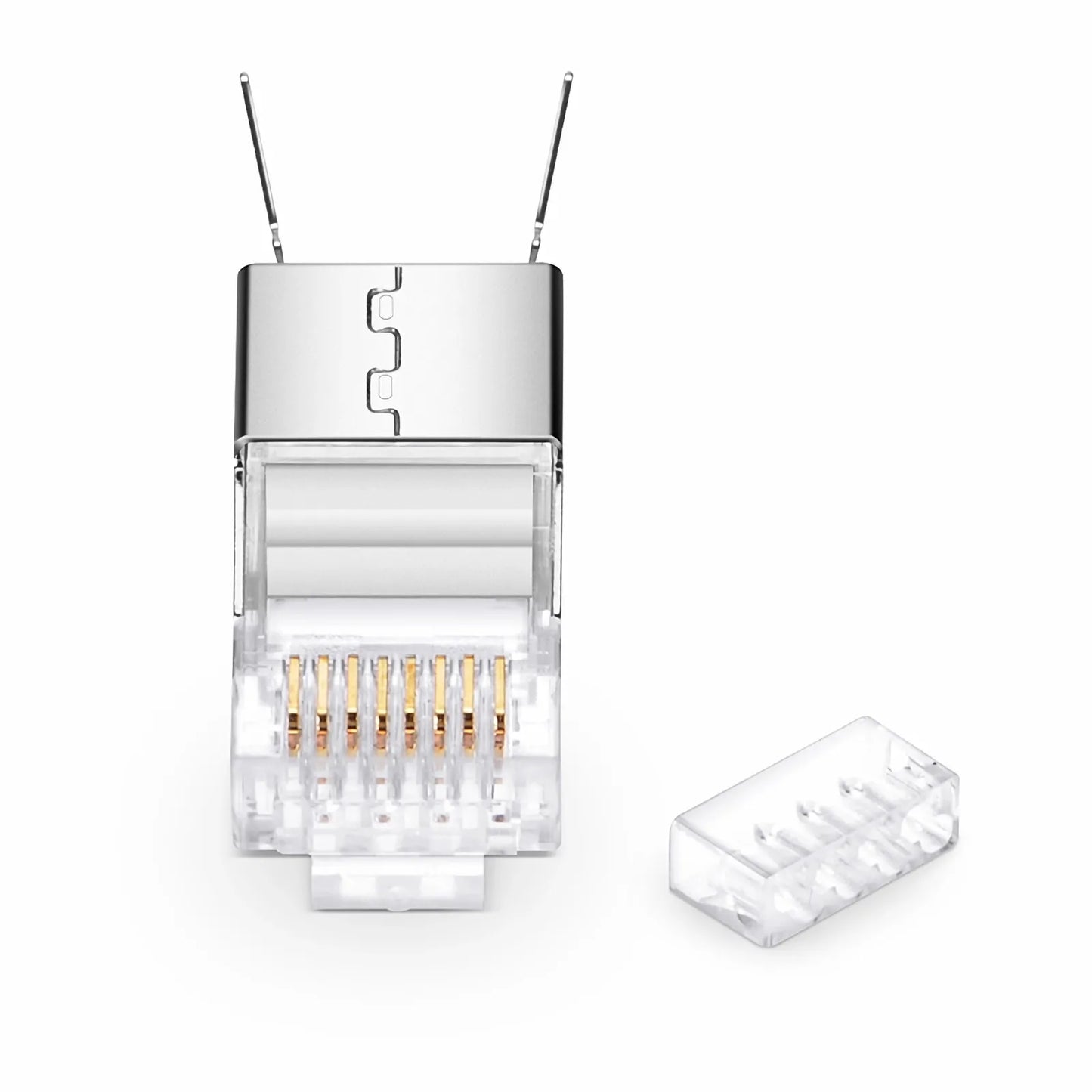 Cat6 RJ45 Standard Modular Plugs (Two-Piece Suit), Shielded Network Connectors for 23AWG Twisted Pair Solid or Stranded Cable (50/Pack)