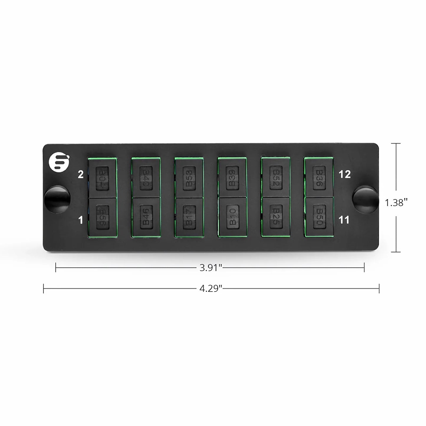 FHD™ Fiber Adapter Panel, 12 Fibers OS2 Single Mode, 6 x SC APC Duplex (Green) Adapter, Ceramic Sleeve
