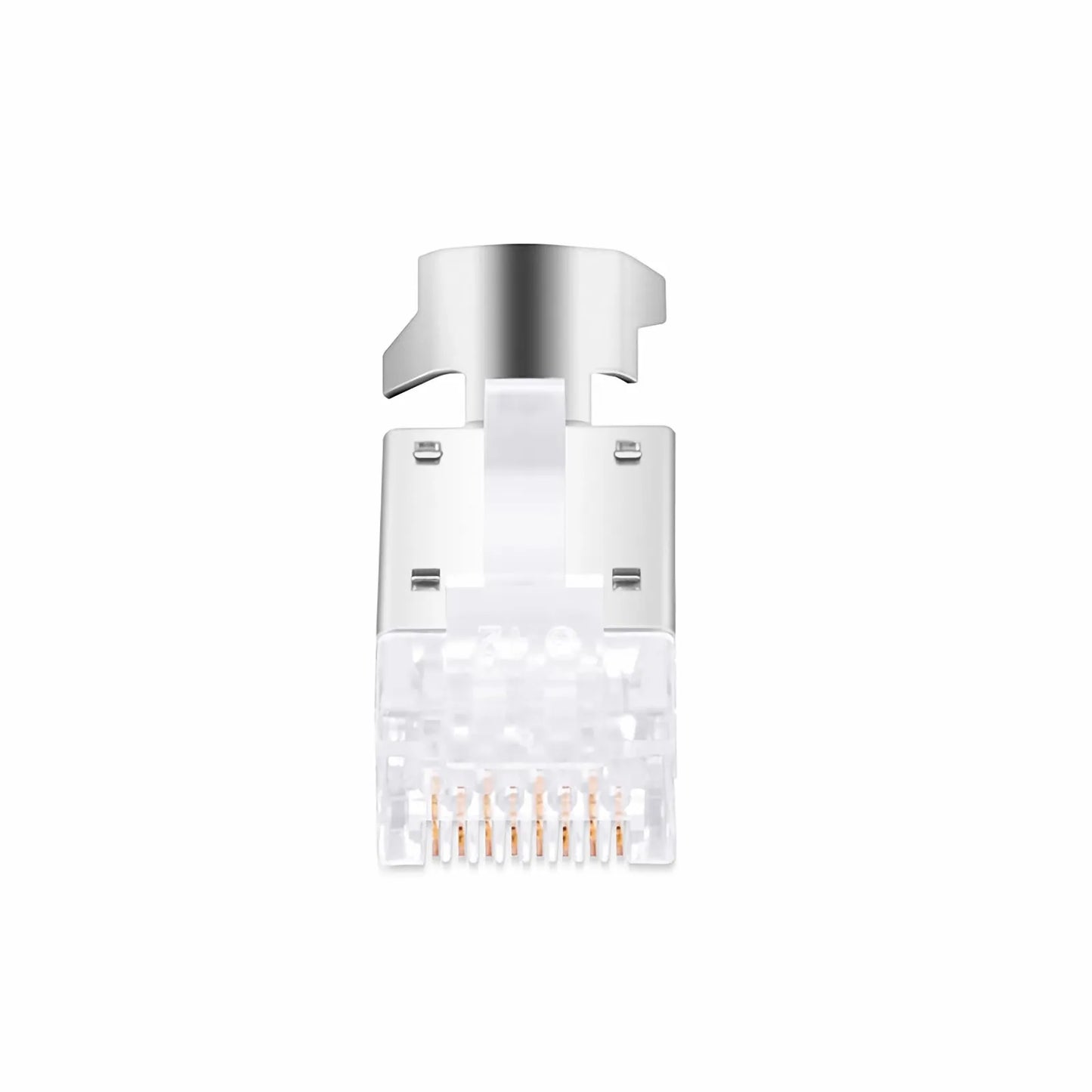 Cat5e RJ45 Pass Through Modular Plugs, Shielded Network Connectors for 24AWG Twisted Pair Solid or Stranded Cable (50/Pack)