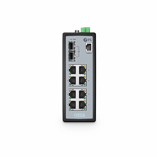 IES3100-8TF, 8-Port Gigabit Ethernet L2+ Managed Industrial Switch, 8 x 10/100/1000BASE-T, with 2 x 1/2.5Gb SFP, -40 to 75°C Operating Temperature