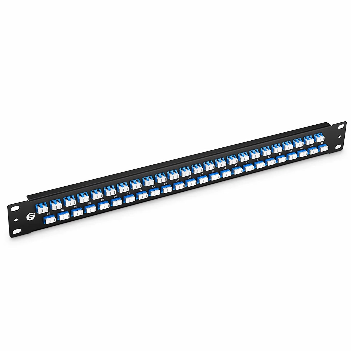 FHU™ 1U 19'' Fiber Adapter Panel, 96 Fibers OS2 Single Mode, 48 x LC UPC Duplex (Blue) Adapter, Ceramic Sleeve