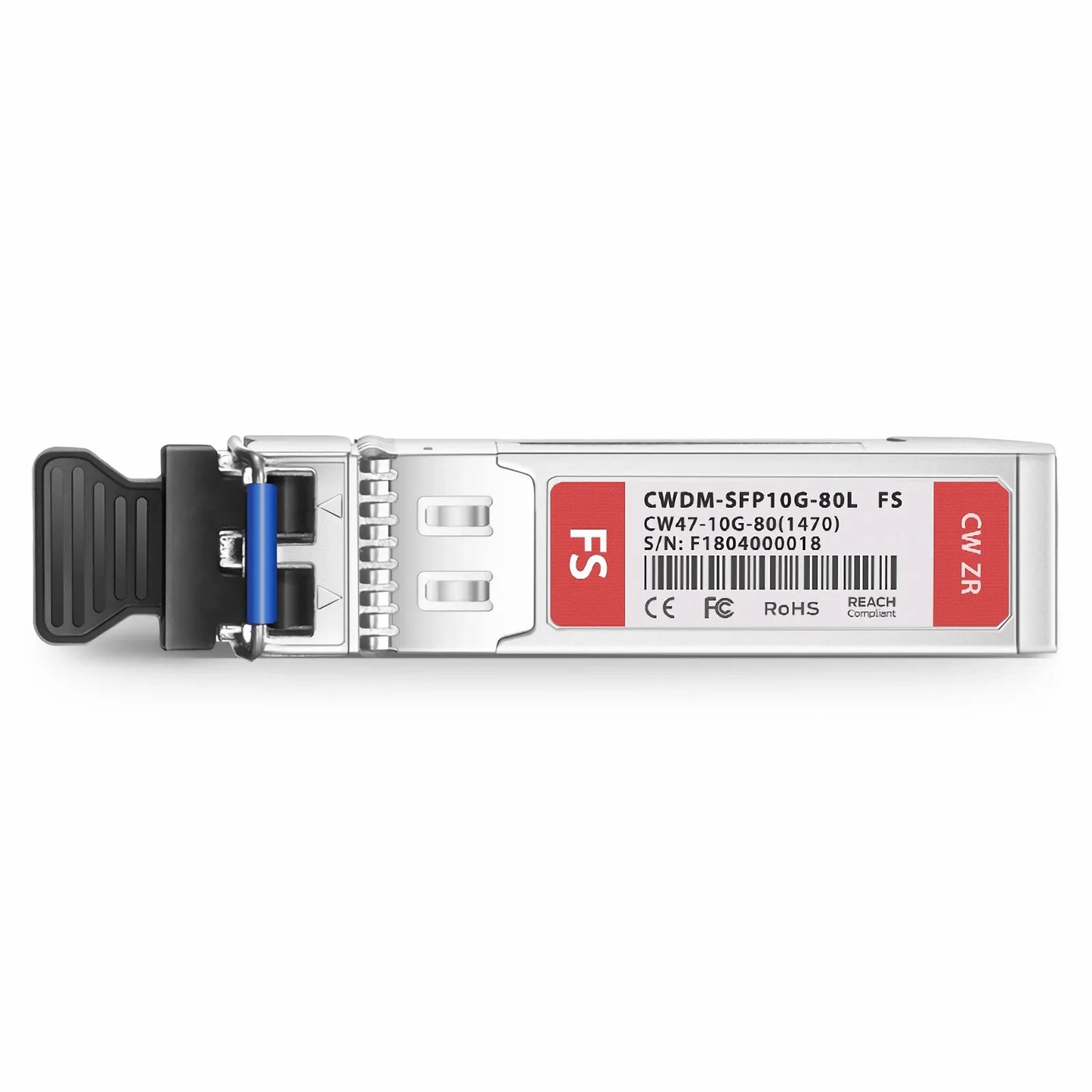 SFP+ 10G CWDM 1470nm 80km DOM Duplex LC/UPC SMF Optical Transceiver Module for Transmission for FS Switches