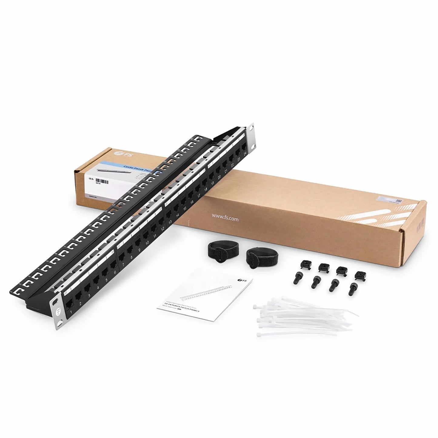 Cat5e Coupler Patch Panel, 24-Port, 1RU, Cable Management Bar Included