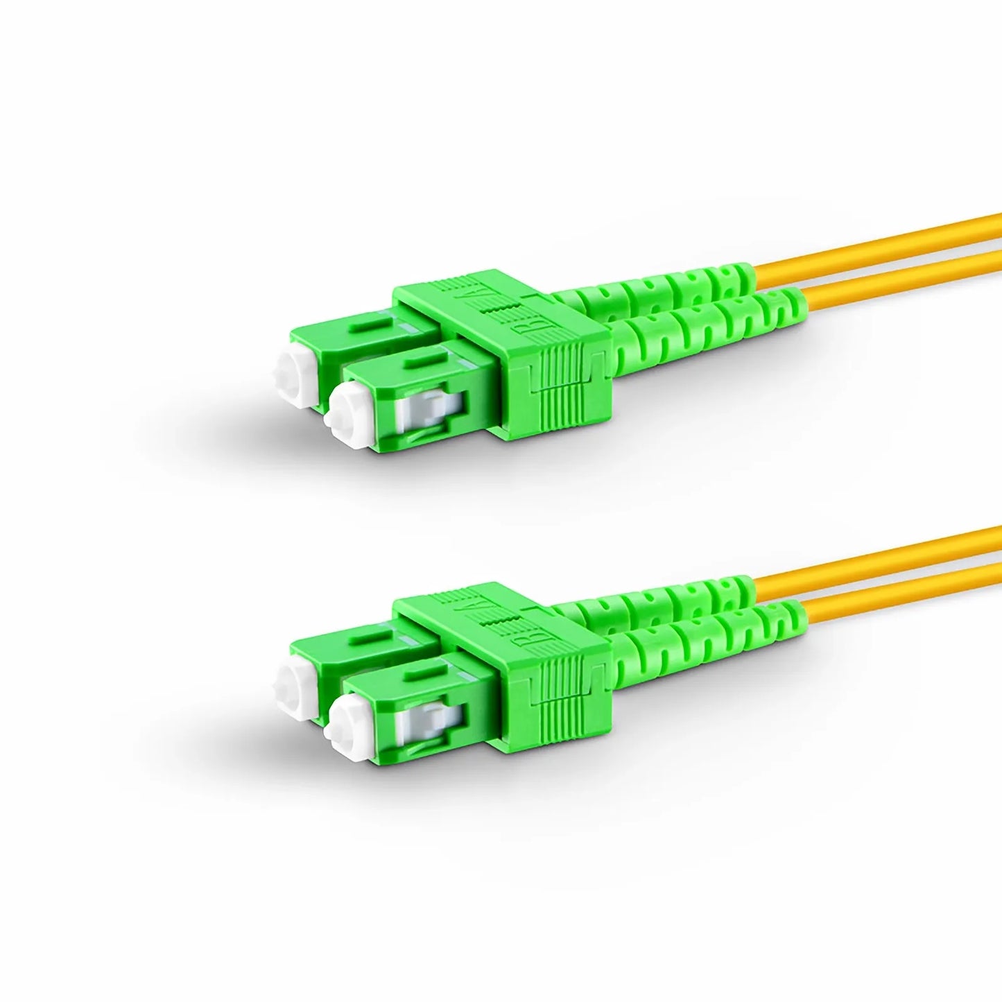 1m (3ft) Fiber Patch Cable, 2 Fibers, SC APC Duplex to SC APC Duplex, Single Mode (OS2), Riser (OFNR), 2.0mm, Tight-Buffered, Yellow