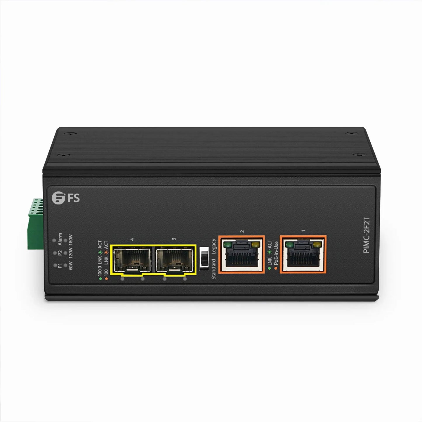Industrial Unmanaged 2x 10/100/1000Base-T RJ45 to 2x 100/1000Base-X SFP Gigabit PoE++ Ethernet Media Converter