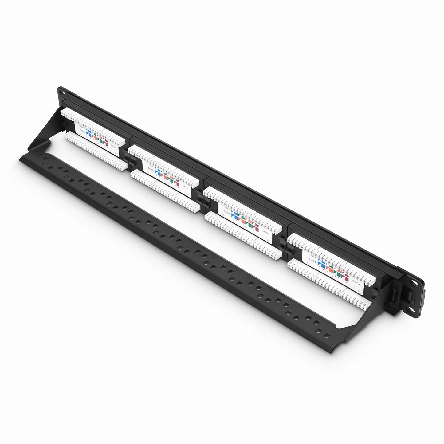 Cat5e 110-Style Patch Panel, 24-Port, 1RU, Cable Management Bar Included