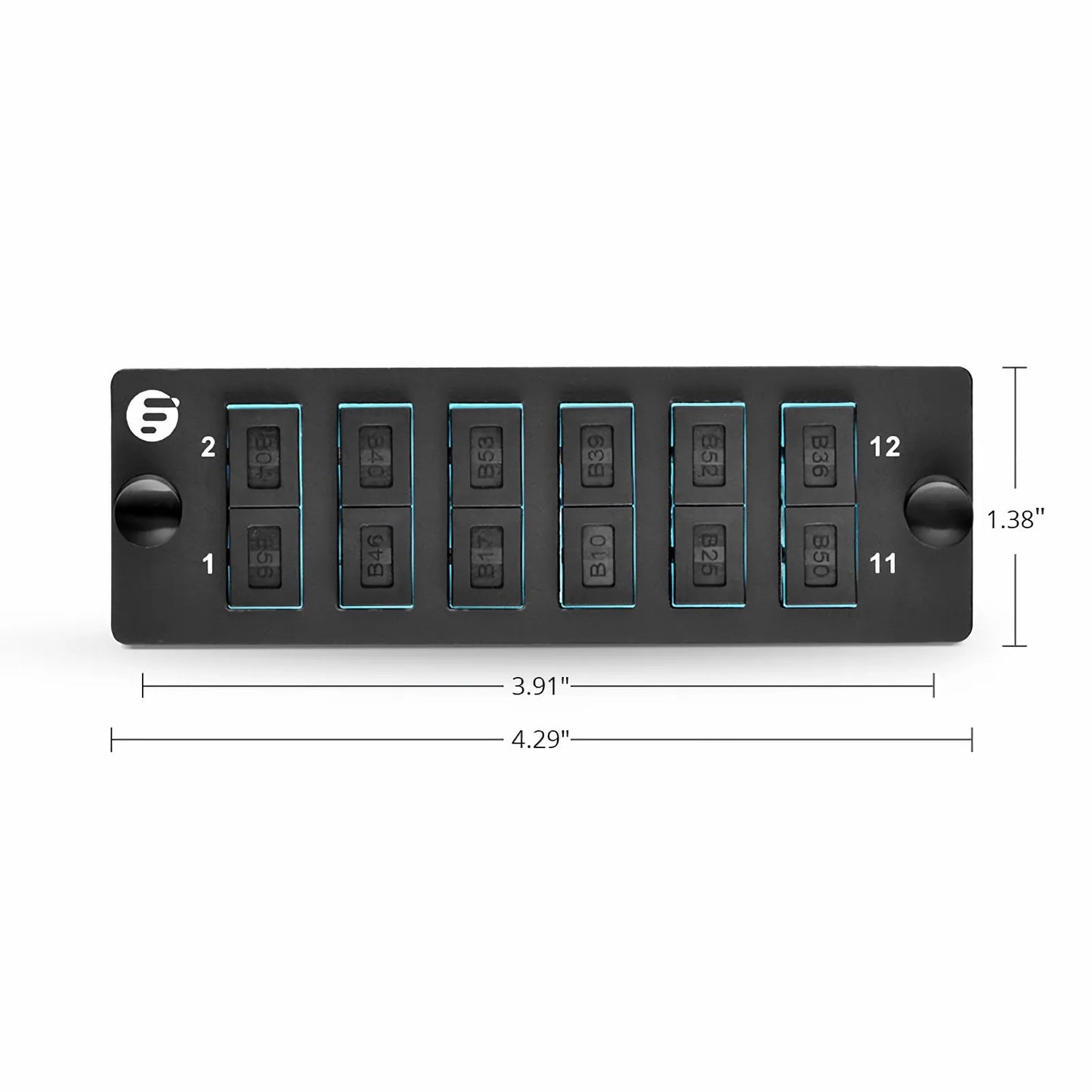 FHD™ Fiber Adapter Panel, 12 Fibers OM4 Multimode, 6 x SC UPC Duplex (Aqua) Adapter, Ceramic Sleeve