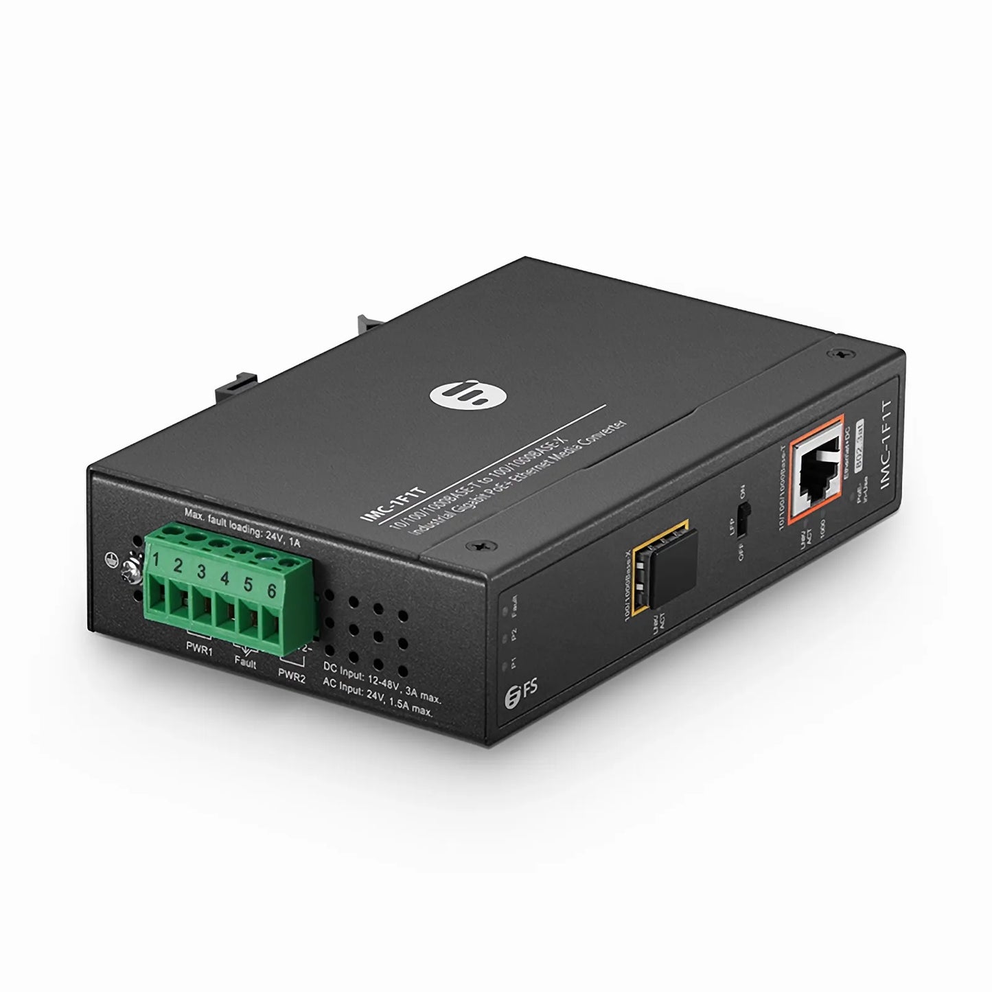 Industrial Unmanaged 1x 10/100/1000Base-T RJ45 to 1x 100/1000Base-X SFP Gigabit PoE+ Ethernet Media Converter