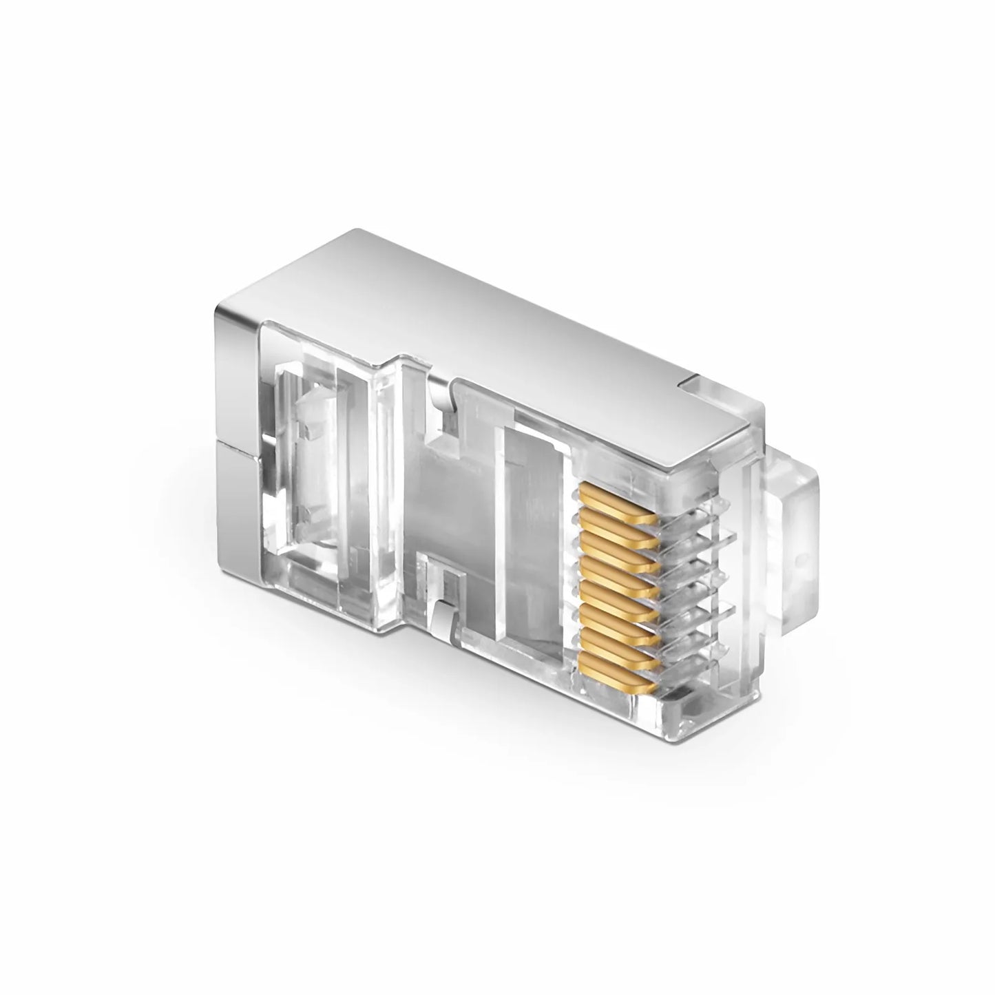 Cat5e RJ45 Standard Modular Plugs, Shielded Network Connectors for 24~26AWG Twisted Pair Solid or Stranded Cable (50/Pack)