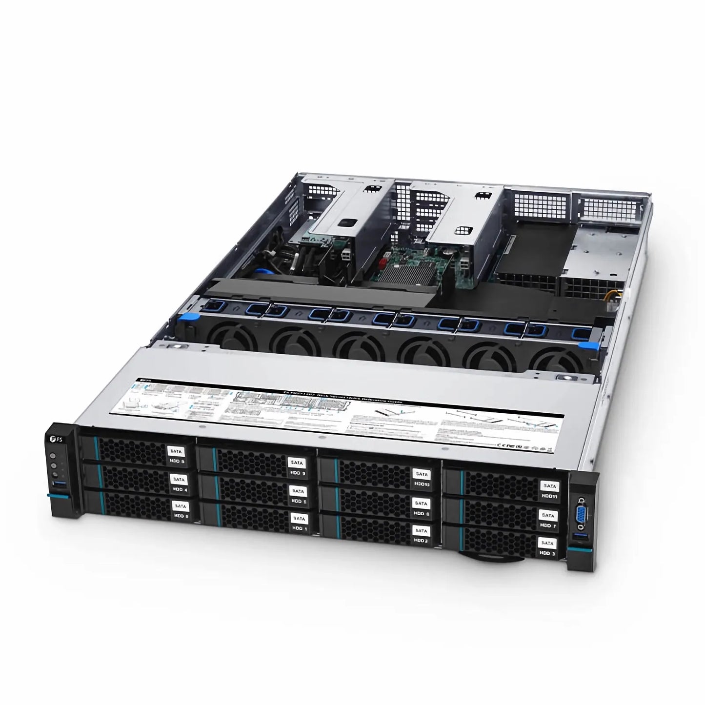 RS7250, 2U Rack Server, 2 x Intel® Xeon® Scalable Processors, 2 x 32GB of Memory, 2 x 2.5'' Hot-swap SATA SSD Drive Bays, 2 x RJ45 1GbE Ports, 800W Redundant