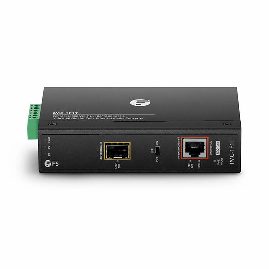 Industrial Unmanaged 1x 10/100/1000Base-T RJ45 to 1x 100/1000Base-X SFP Gigabit PoE+ Ethernet Media Converter