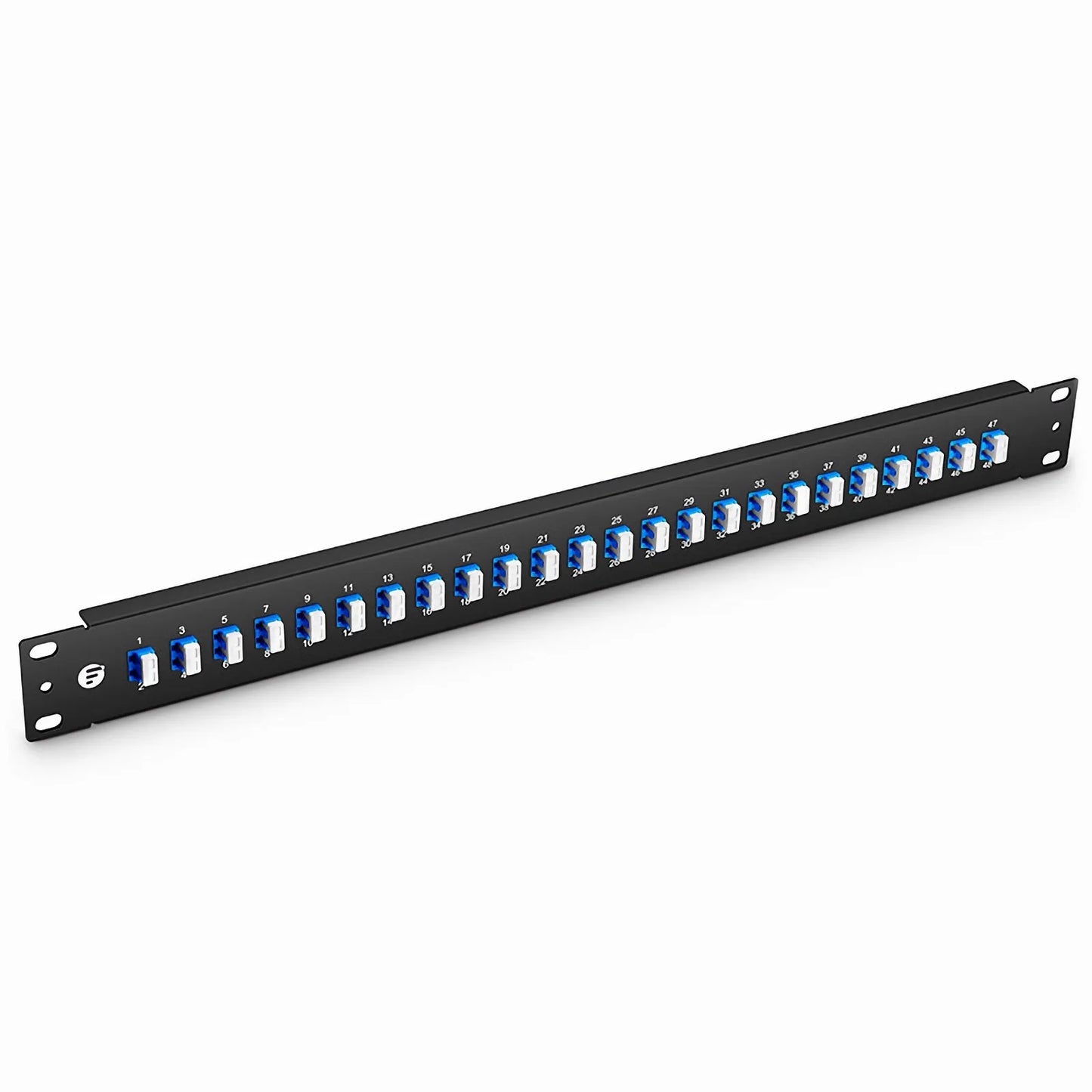 FHU™ 1U 19'' Fiber Adapter Panel, 48 Fibers OS2 Single Mode, 24 x LC UPC Duplex (Blue) Adapter, Ceramic Sleeve