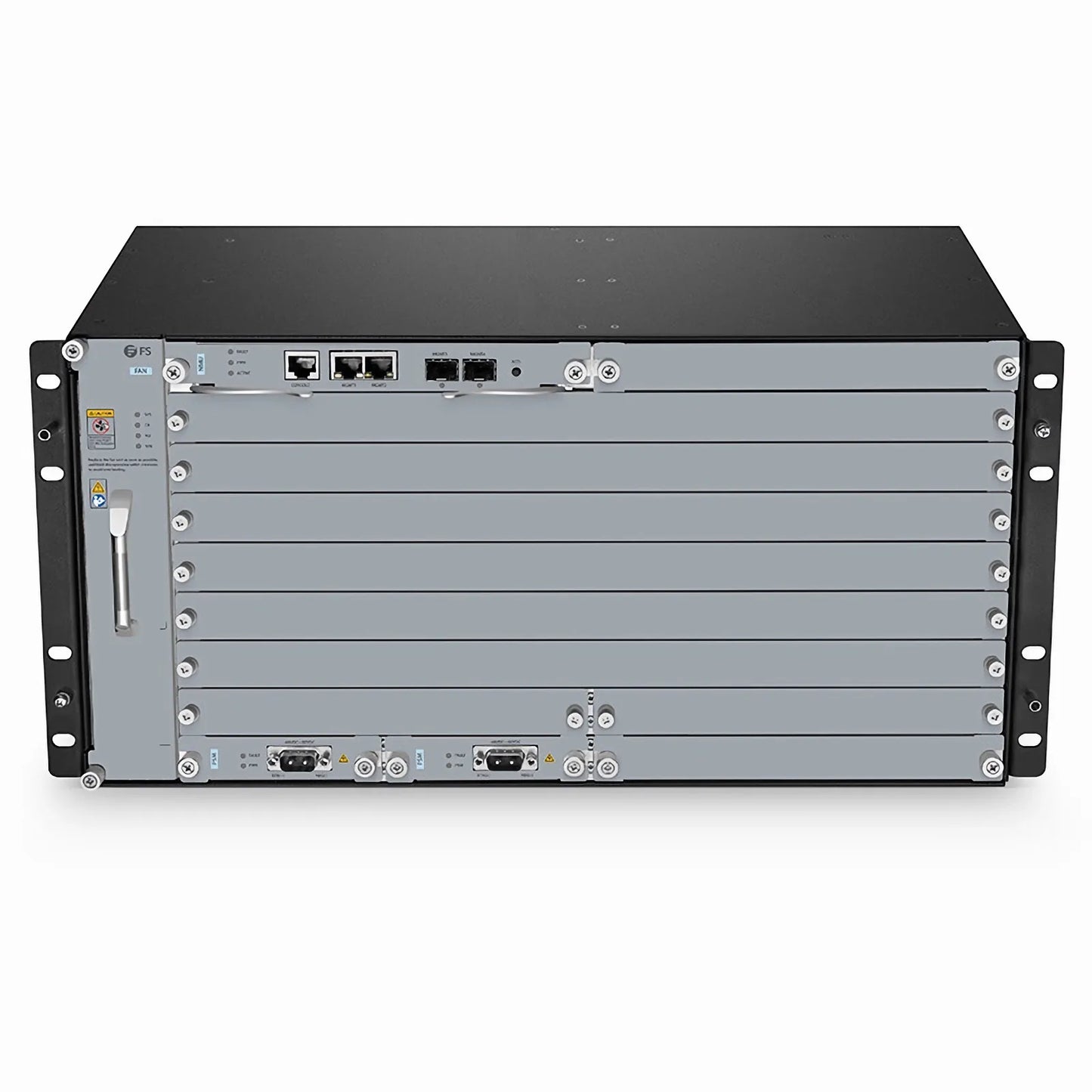 M6500-CH5U, 10 Slots 5U Managed Chassis Unloaded Platform, Redundant DC PSUs, Support WEB/SNMP Management