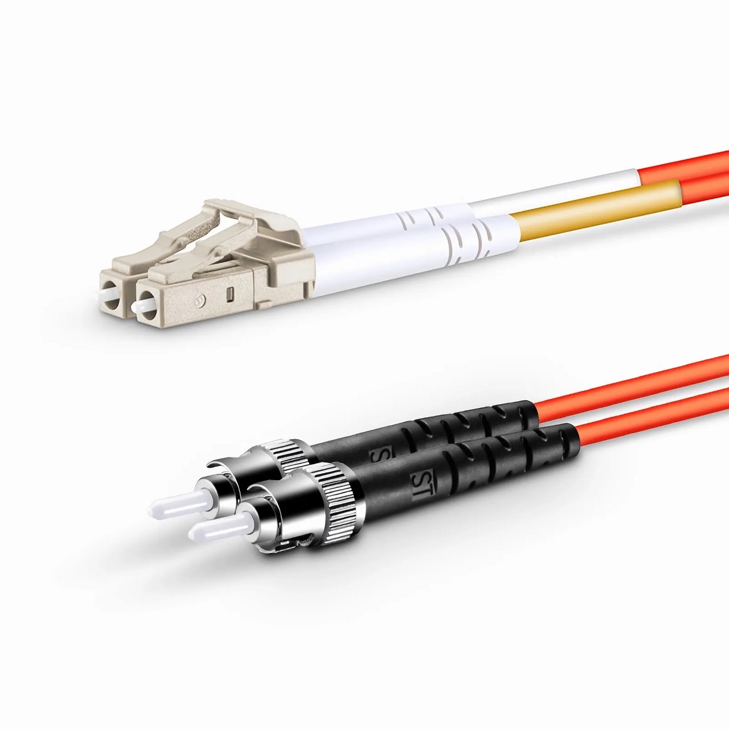 1m (3ft) Fiber Patch Cable, 2 Fibers, LC UPC Duplex to ST UPC, Multimode (OM2), Riser (OFNR), 2.0mm, Tight-Buffered, Orange