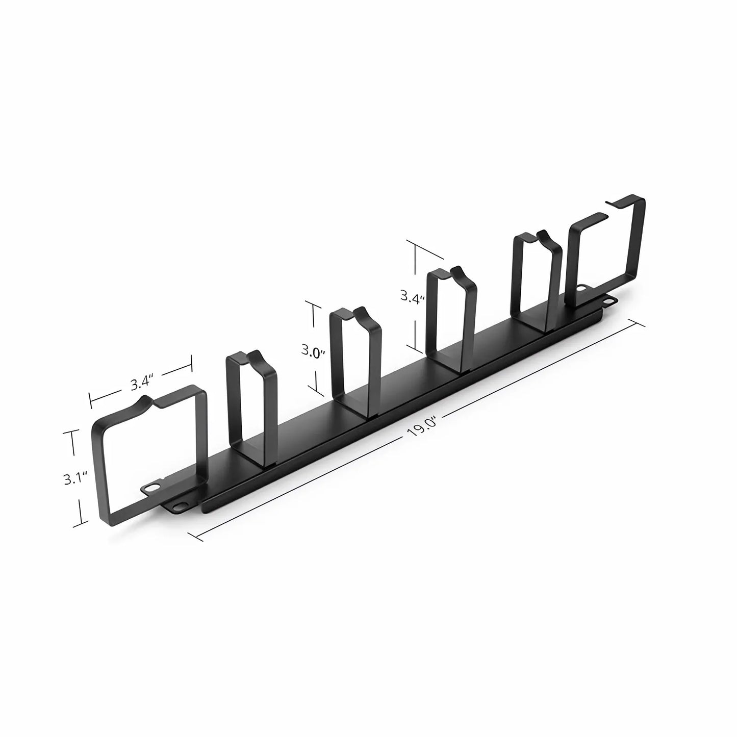 Horizontal Single Sided Manager, 1RU, D-Rings & Side Rings, 3.46 in. Depth