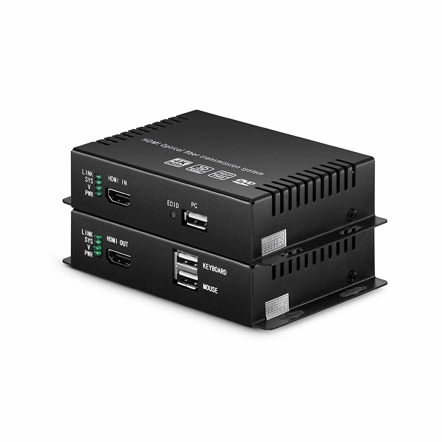 4K HDMI USB2.0 KVM Extender Set with Audio and EDID over LC Fiber Optic Cable for 10km, 3840x 2160@30Hz, with Pre-installed SFP+ Modules