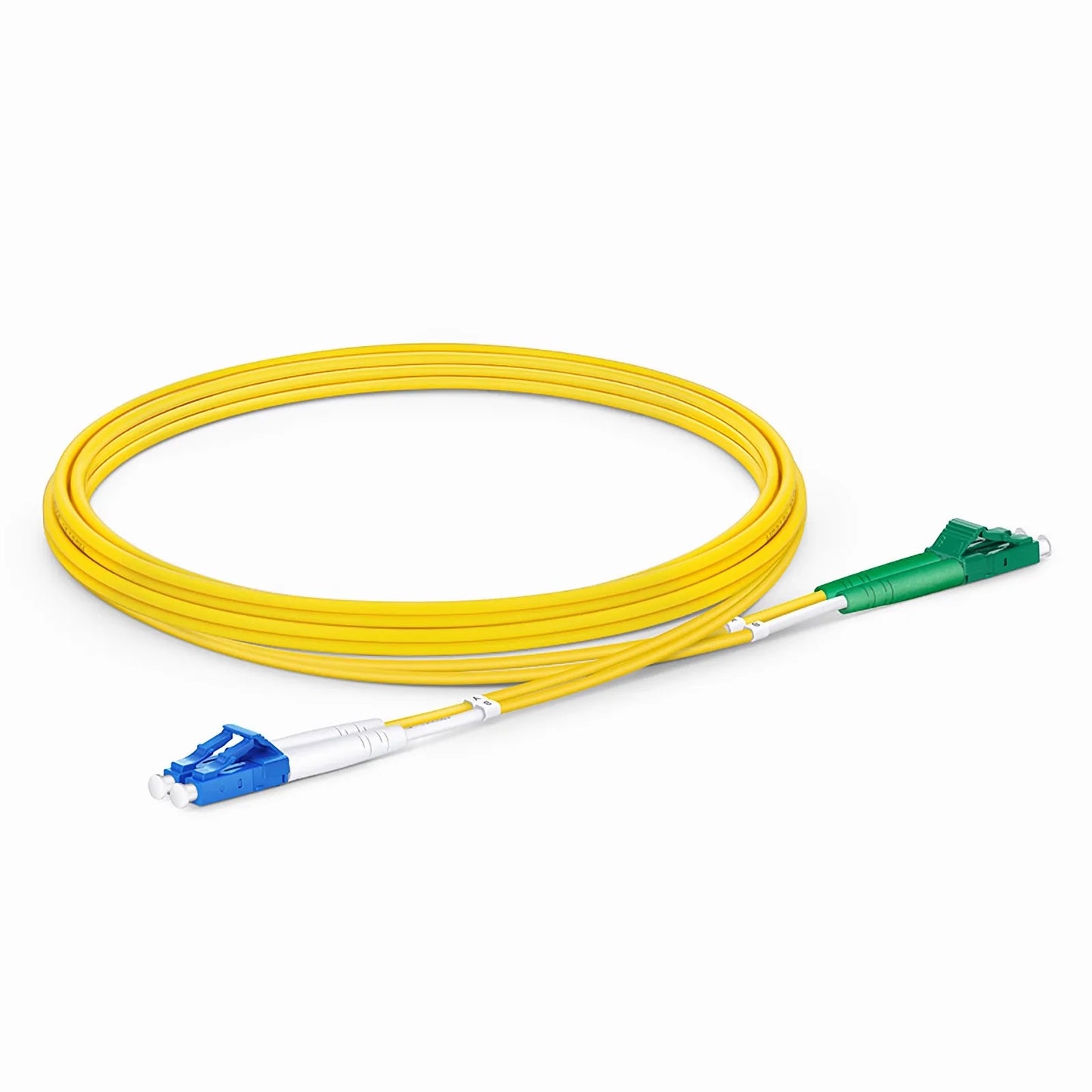 1m (3ft) Fiber Patch Cable, 2 Fibers, LC UPC Duplex to LC APC Duplex, Single Mode (OS2), Riser (OFNR), 2.0mm, Tight-Buffered, Yellow