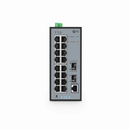 IES3110-16TF, 16-Port Gigabit Ethernet L2 Managed Industrial Switch, 16 x 10/100/1000BASE-T, with 2 x 1Gb SFP, -40 to 75°C Operating Temperature