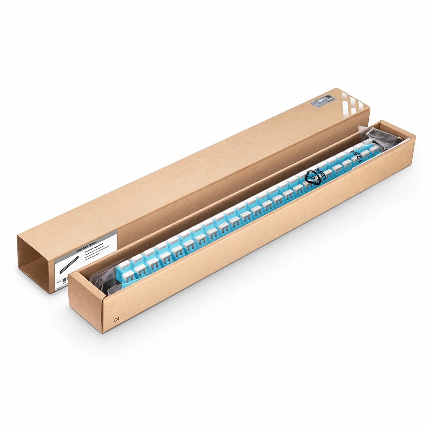 FHU™ 1U 19'' Fiber Adapter Panel, 96 Fibers OM4 Multimode, 48 x LC UPC Duplex (Aqua) Adapter, Ceramic Sleeve