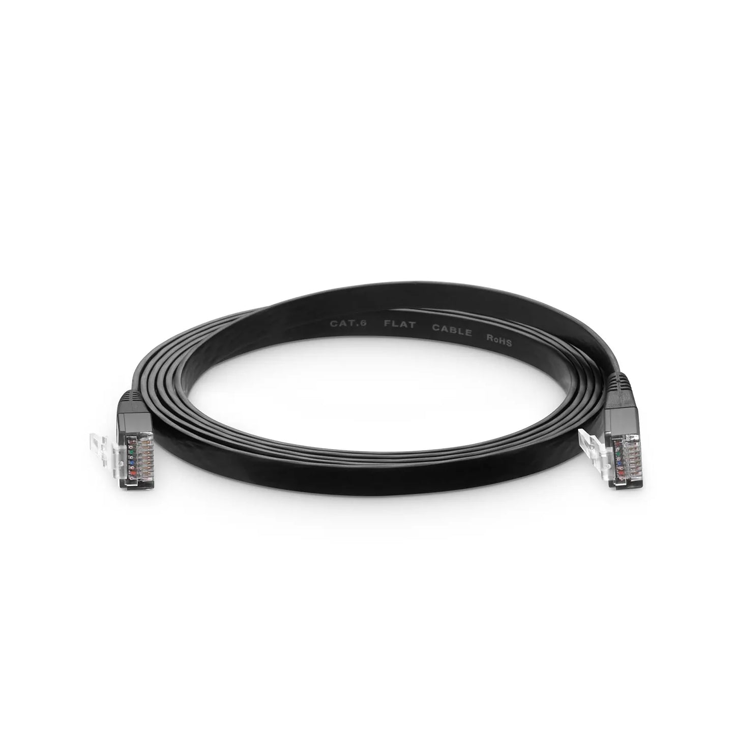 5ft (1.5m) Flat Cat6 32AWG Snagless Unshielded (U/UTP) PVC Ethernet Network Patch Cable, Black
