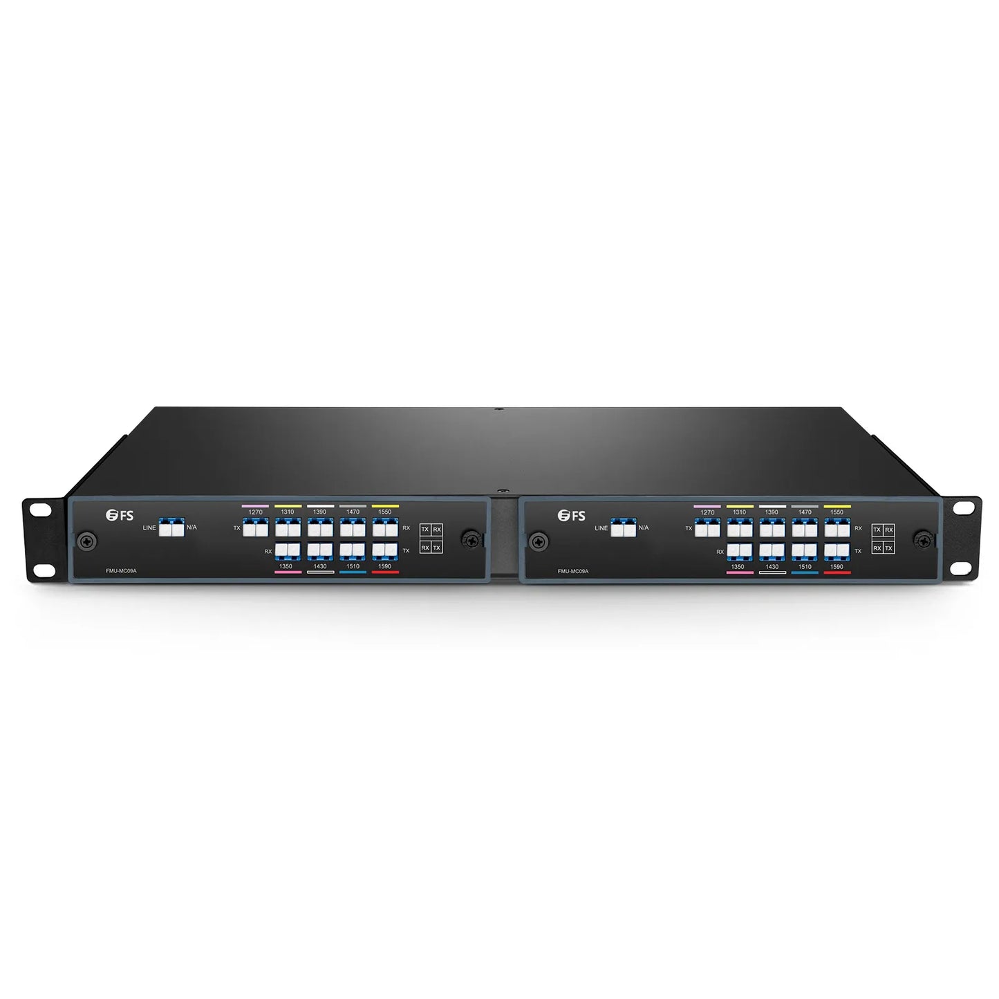9 Channels CWDM Mux Demux, 1270-1590nm, 2.4dB Typical IL, LC/UPC, Single Fiber, Side-A, FMU Plug-in Module