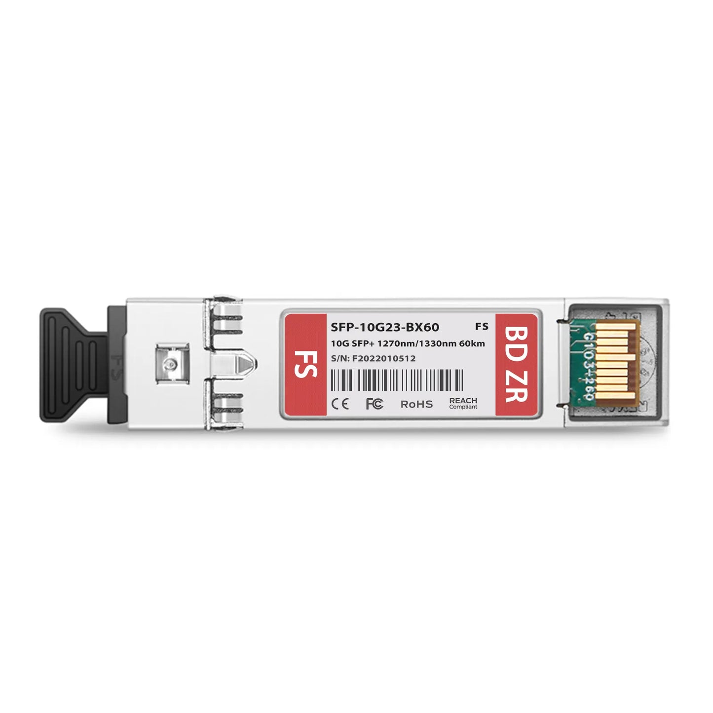 10GBASE-BX BiDi SFP+ 1270nm-TX/1330nm-RX 60km DOM Simplex LC/UPC SMF Optical Transceiver Module for FS Switches