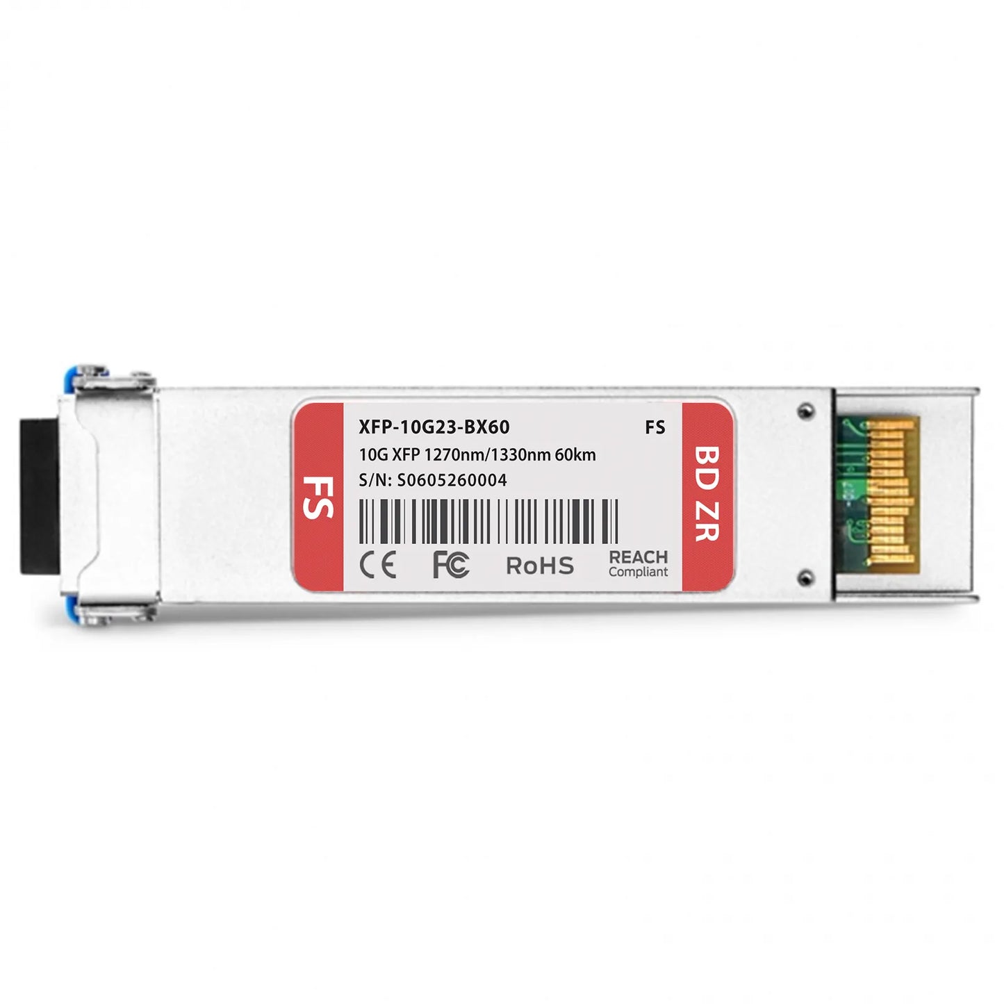 10GBASE-BX XFP BiDi 1270nm-TX/1330nm-RX 60km DOM Simplex LC SMF Optical Transceiver Module for FS Switches