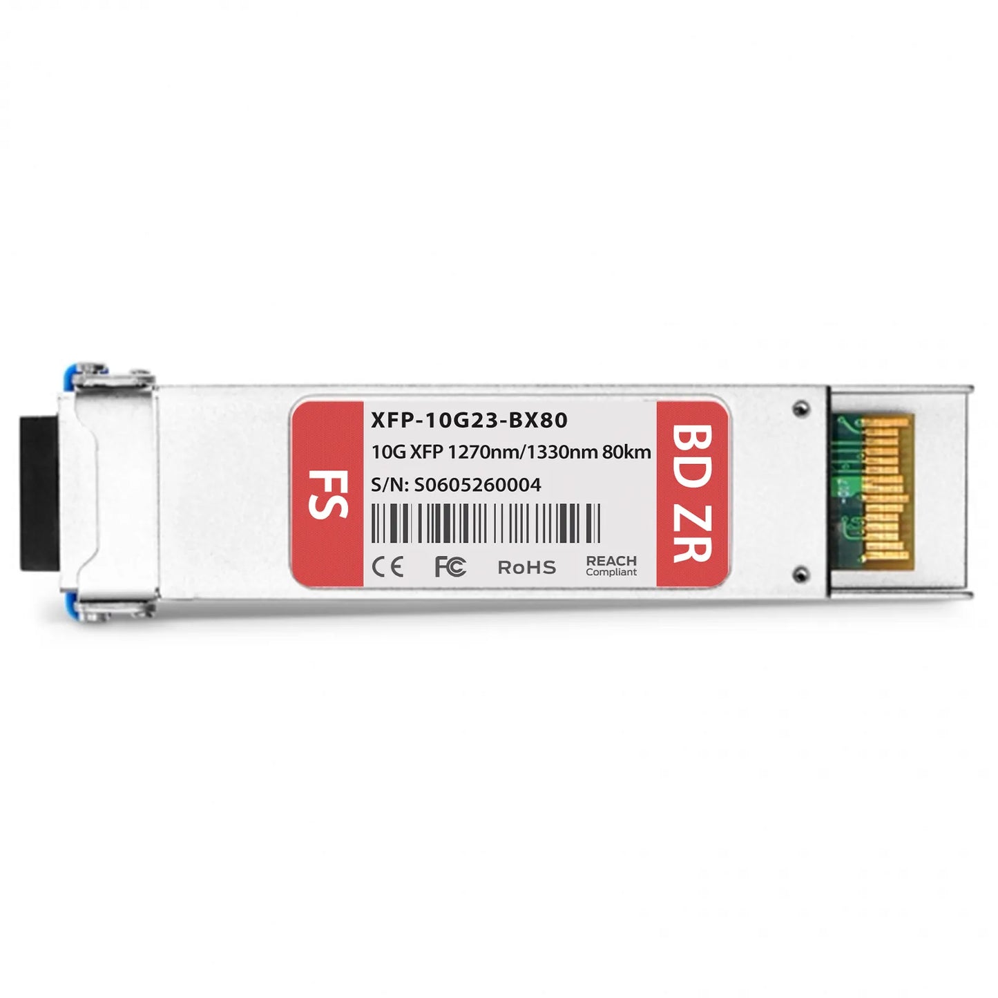 Cisco XFP-10G-BX80U Compatible 10GBASE-BX XFP BiDi 1270nm-TX/1330nm-RX 80km DOM Simplex LC SMF Optical Transceiver Module