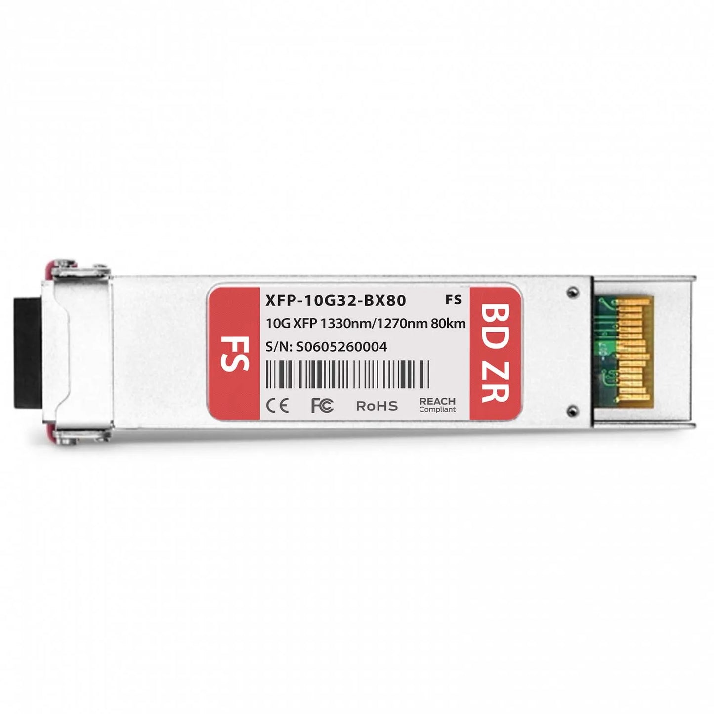 10GBASE-BX XFP BiDi 1330nm-TX/1270nm-RX 80km DOM Simplex LC SMF Optical Transceiver Module for FS Switches