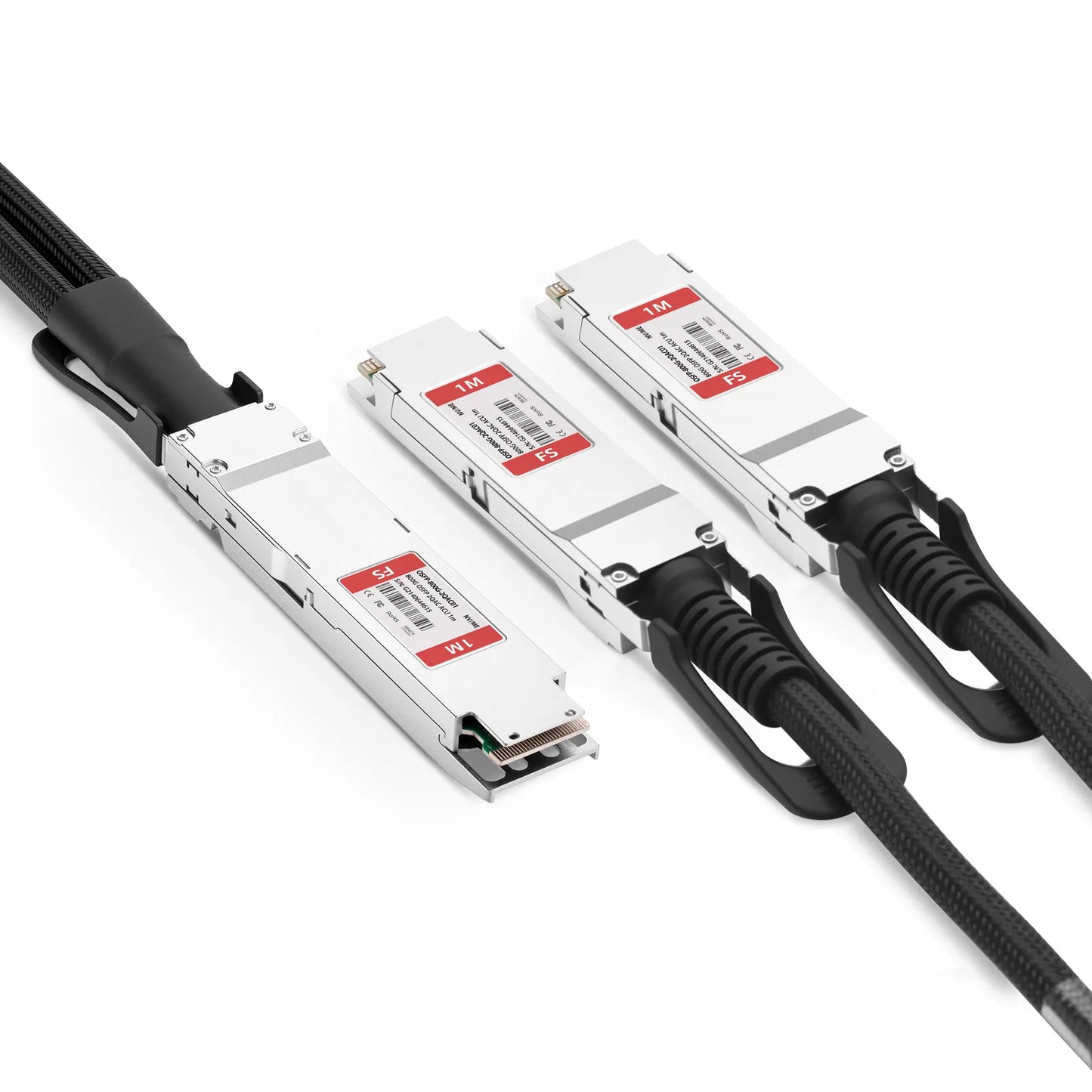 1m (3ft) NVIDIA/Mellanox MCA7J65-N001 Compatible 800G Twin-port OSFP 8 x 100G PAM4 Finned Top to 2 x 400G QSFP112 4 x 100G PAM4 Ethernet Active Direct Attach Copper Breakout Cable