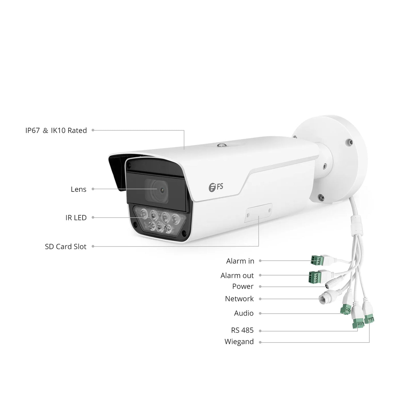 IPC704-LPR-4M-B Bullet Camera, with Varifocal 2.8-12mm Lens, 4MP Resolution, 164ft Night Vision, License Plate Recognition IP67 & IK10 PoE Network Camera