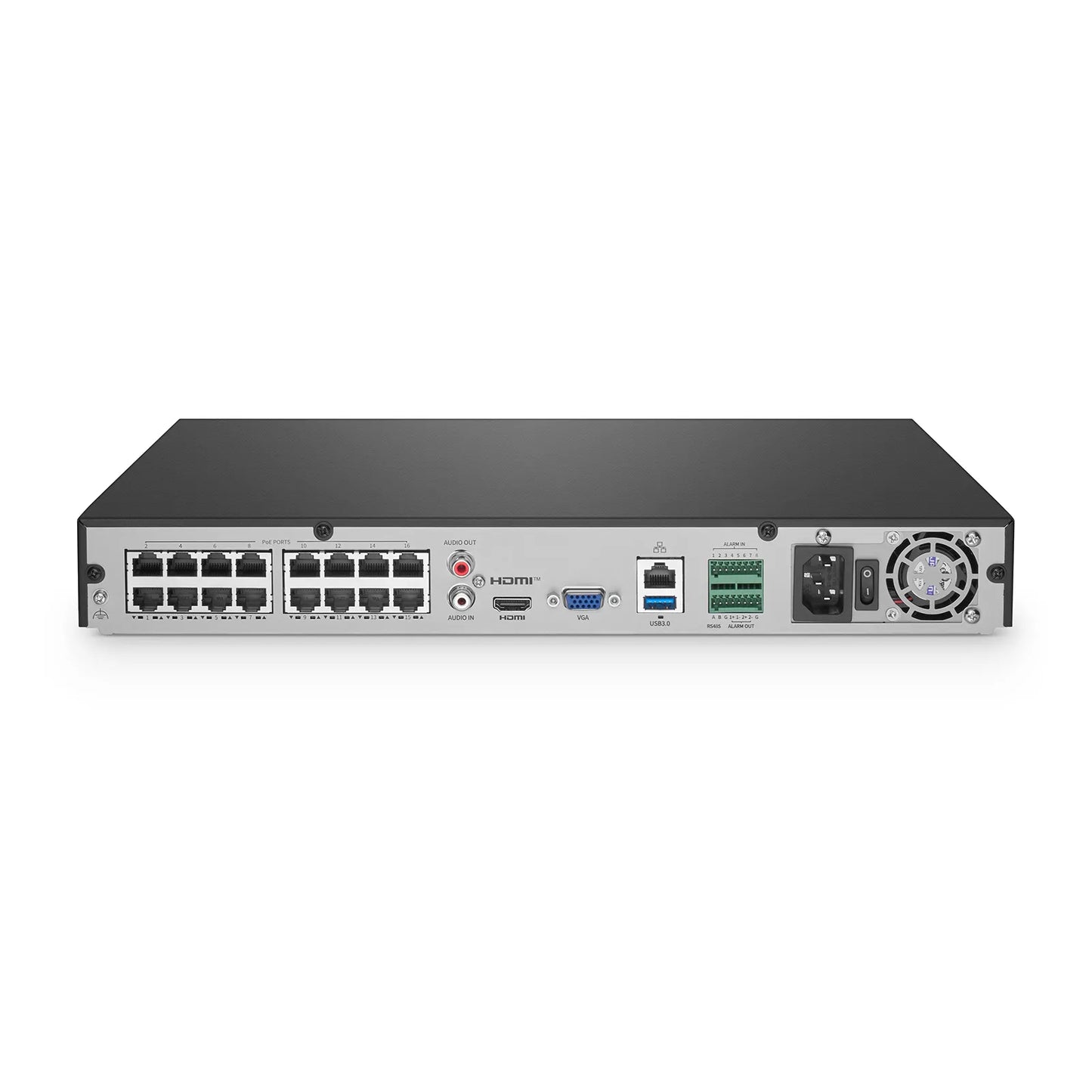 NVR302-32C-16P-I, 32-Channel 1U 16 PoE 16MP ＆ H.265 Decoding Format, Up to 2x 16TB Hard Drive (Not Included), Live View/Playback Network Video Recorder