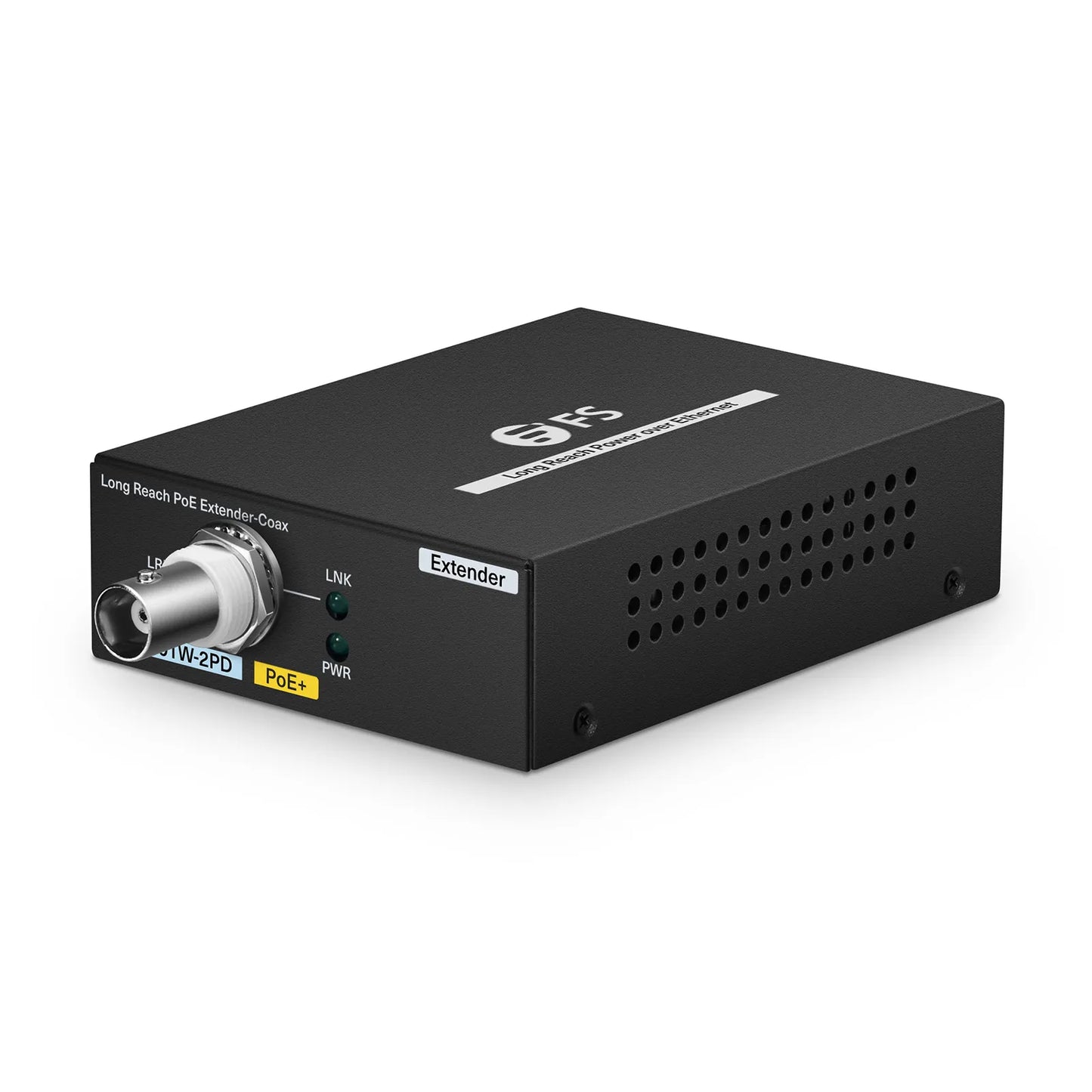 IES1101W-2PD, 1-Port 10/100M Fast Ethernet Long Reach PoE over Coaxial Extender, 1 x BNC Female Input to 1 x PoE+ Output, -20 to 70°C Operating Temperature
