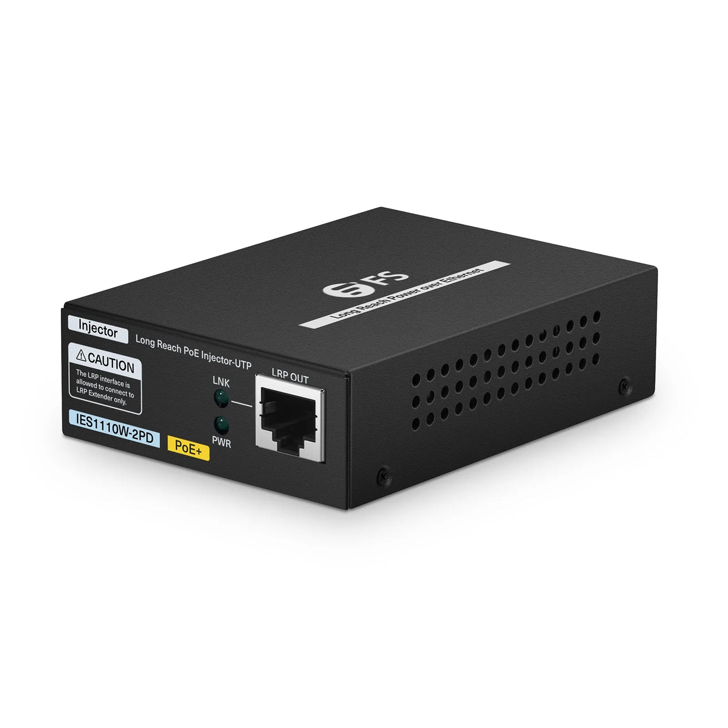 IES1110W-2PD, 1-Port 10/100M Fast Ethernet Long Reach PoE over UTP Injector, 1 x PoE+ Input to 1 x 10/100BASE-T RJ45 Output, -20 to 70°C Operating Temperature