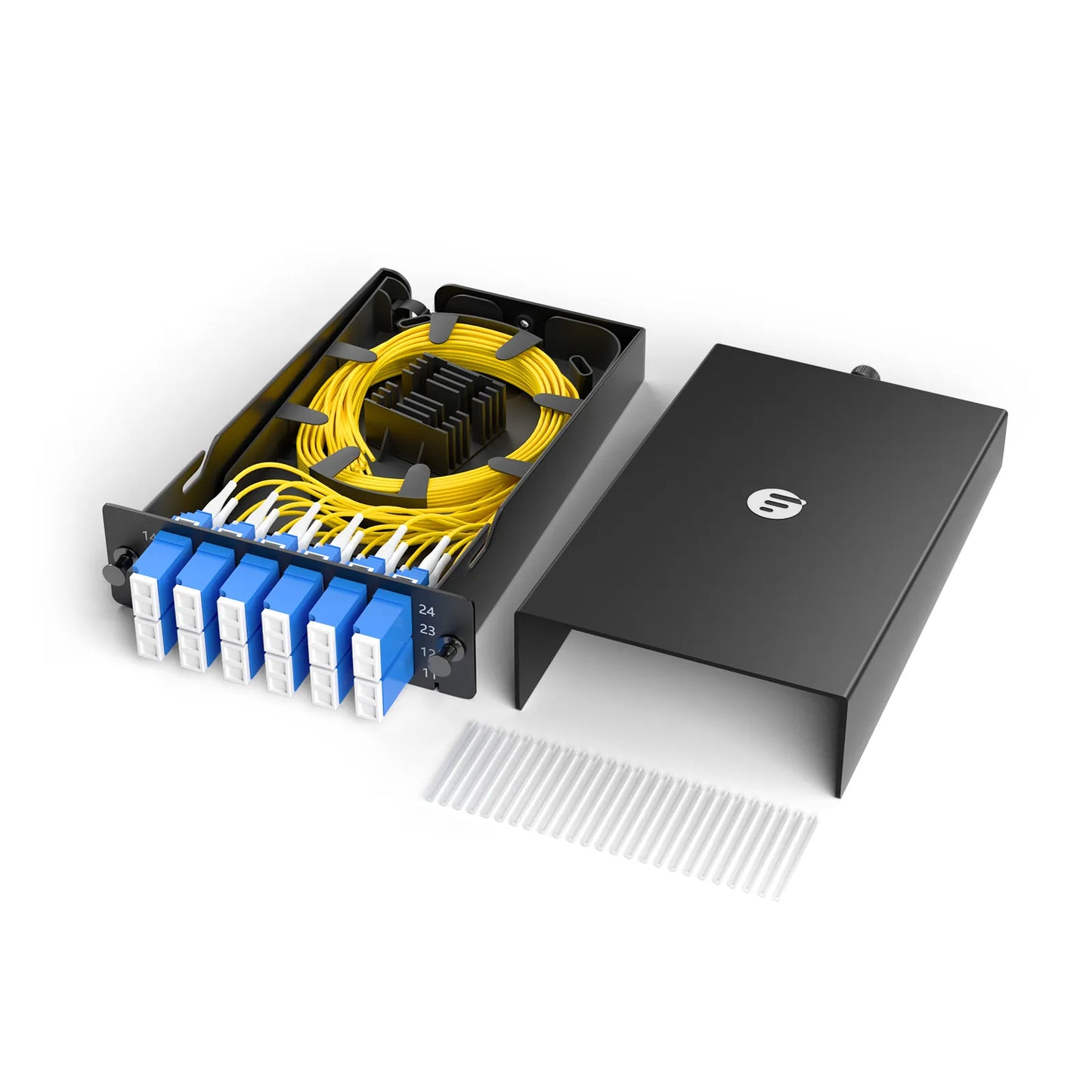 FHD™ LC Splice Cassette with Pigtails, 24 Fibers OS2 Single Mode,12 x LC UPC Duplex (Blue), 0.3dB Max.