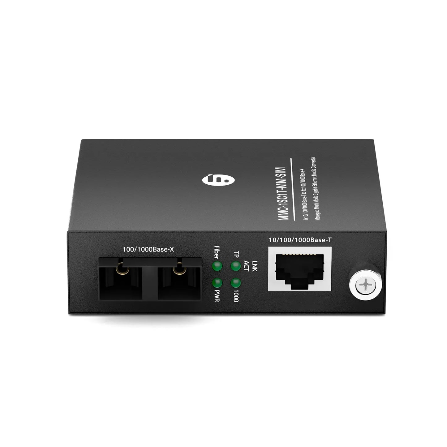 Managed 1x 10/100/1000Base-T RJ45 to 1x 100/1000Base-X Multimode SC Duplex 850nm 550m Gigabit Ethernet Media Converter, Slide-in Module, European Plug Standard