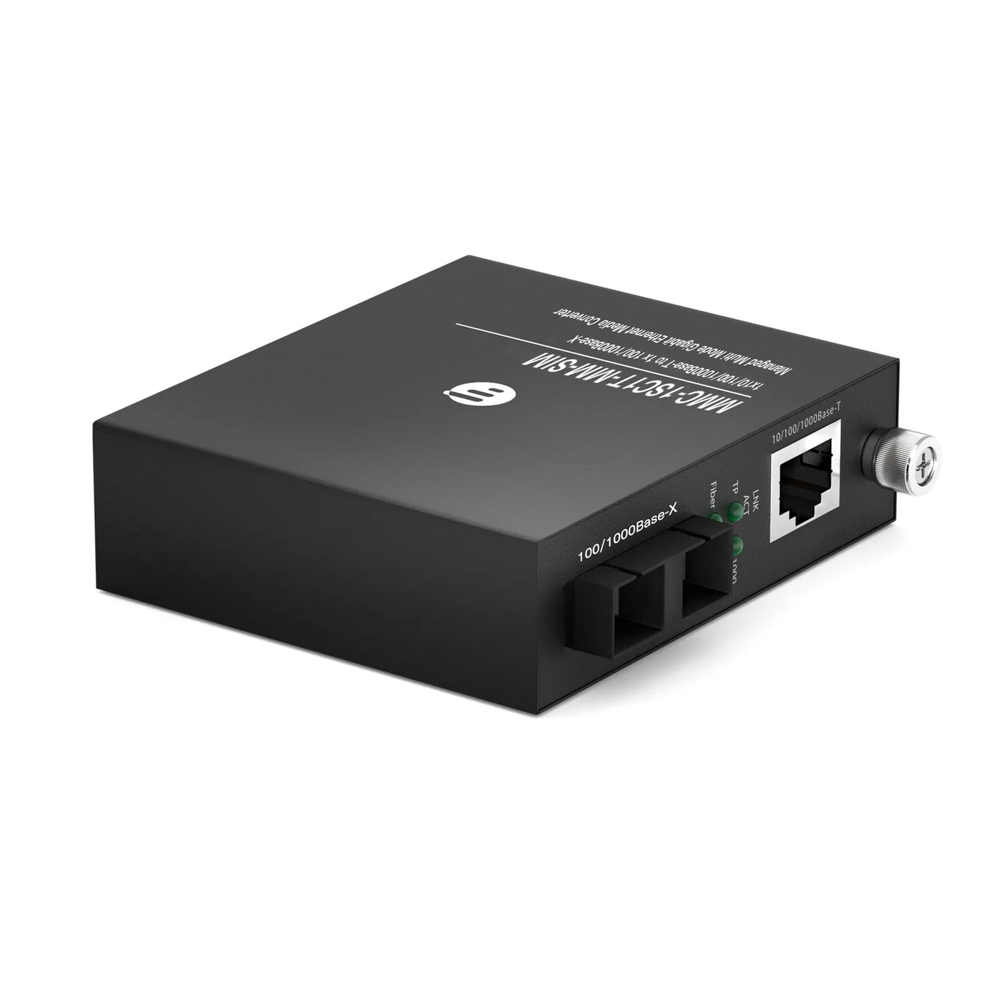 Managed 1x 10/100/1000Base-T RJ45 to 1x 100/1000Base-X Multimode SC Duplex 850nm 550m Gigabit Ethernet Media Converter, Slide-in Module, British Plug Standard