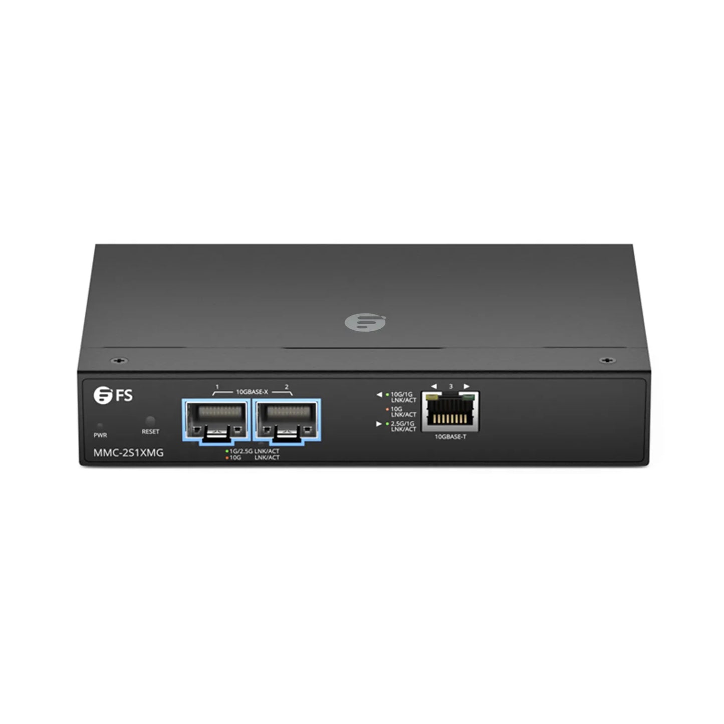 Managed 1x 100M/1G/2.5G/5G/10GBase-T RJ45 to 2x 10GBase-X SFP+ 10Gigabit Ethernet Media Converter, American Plug Standard