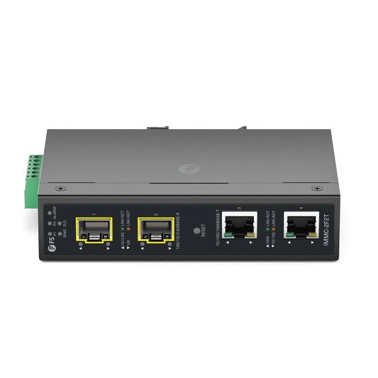 Industrial Managed 2x 10/100/1000Base-T RJ45 to 2x 100/1000/2500Base-X SFP Gigabit Ethernet Media Converter
